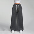 thumbnail image 1 of Wide Leg Jeans High Wasited Drawstring Baggy Denim Pants with Pockets, 1 of 4