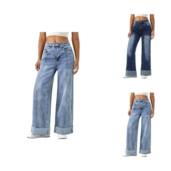 Wide Leg Jeans Woman 2026 Trendy High Waisted Stretch Slim Fit Bootcut Denim Pants Jean Trousers