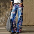 thumbnail image 1 of Wide Leg Jeans Woman Classic Fit Fashion Printed Long Jeans Pants Casual Solid Color Denim Pants Travel with Pockets, 1 of 4