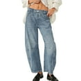 thumbnail image 1 of Wide Leg Jeans Woman Mid Rise Barrel Jeans For Women Wide Leg Mid Waist Cropped Denim Pants Baggy Boyfriend With Pockets Jean Shorts for Women Thigh Womens Jean Socks Cowboy Boots Womens Blue XL, 1 of 9