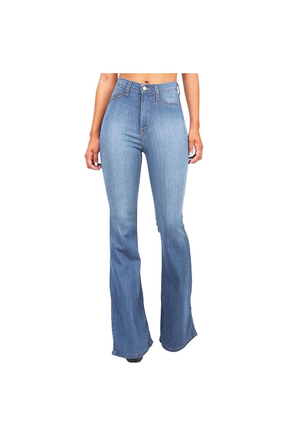 Wide Leg Jeans Women High Waisted Women's Flare Bell Bottom Jeans High Waisted Wide Leg Boot Cut Jeans Stretchy Denim Pants S-17 Light blue XL