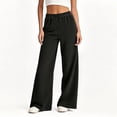 thumbnail image 1 of Wide Leg Jeans Women Petite High Waisted Elastic Jean Waist Strechy Drawstring Pull On Denim Pants With Pockets Black M, 1 of 7