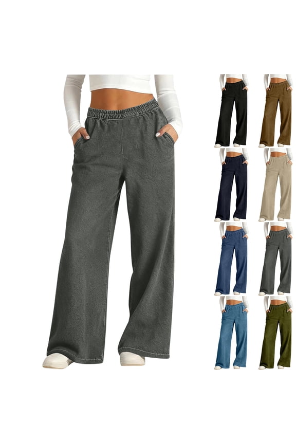 Wide Leg Jeans Women Petite High Waisted Elastic Jean Waist Strechy Drawstring Pull On Denim Pants With Pockets Dark Gray M