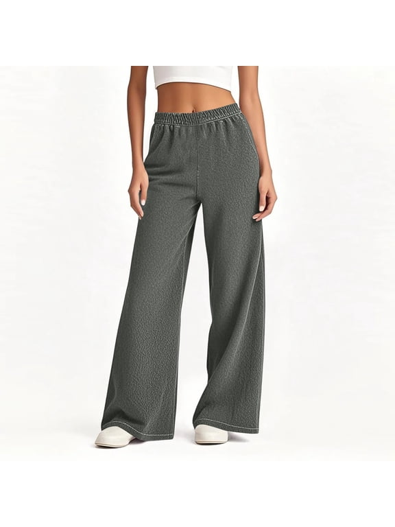 Wide Leg Jeans Women Petite High Waisted Elastic Jean Waist Strechy Drawstring Pull On Denim Pants With Pockets Dark Gray XL