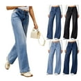 thumbnail image 1 of Wide Leg Jeans for Women 2025 - High Waisted Casual Loose Fit, Seamed Front Denim Pants with Pockets Light Blue M, 1 of 6