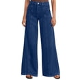 thumbnail image 1 of Wide Leg Jeans for Women , Baggy Straight Leg Classic Jean Ladies High Waist Loose Fit Denim Trousers with Pockets for Everyday Wear, 1 of 7