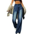 thumbnail image 1 of Wide Leg Jeans for Women Casual High Waisted Strechy Straight Leg Loose Tummy Control Denim Pants with PocketRoyal Blue 2XL, 1 of 6