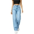 thumbnail image 1 of Wide Leg Jeans for Women Casual High Waisted Strechy Straight Leg Loose Tummy Control Denim Pants with Pocket, 1 of 5