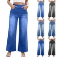 thumbnail image 1 of Wide Leg Jeans for Women Elastic High Waist Denim Pants with Pockets Casual Loose Washed Denim Jeans Trendy Stretchy Pants, 1 of 9
