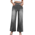 thumbnail image 1 of Wide Leg Jeans for Women Elastic High Waist Denim Pants with Pockets Casual Loose Washed Denim Jeans Trendy Stretchy Pants, 1 of 9