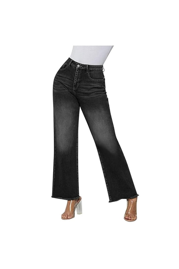 Wide Leg Jeans for Women High Waist Baggy Distressed Jeans Pants Straight Bootcut Denim Trousers Casual Cowgirl Pants