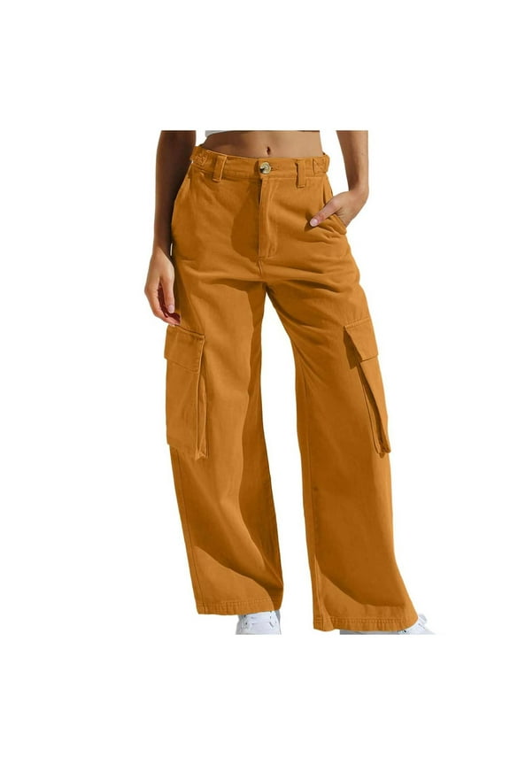 Wide Leg Jeans for Women Large Pocket Denim Straight Leg Pants Womens Long Work Pants