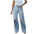 thumbnail image 1 of Wide Leg Jeans for Women Ripped High Waisted Straight Leg Baggy Jeans Pants Loose Vintage Y2K Pull-On Pants with Pockets, 1 of 5