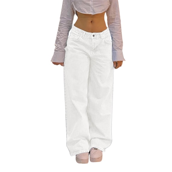 Wide Leg Jeans for Women Trendy Straight Leg Pants Loose Street Style Denim Pants