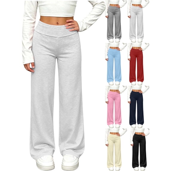Wide Leg Jogger Pants for Girls Kids Elastic Waist Stretch Straight Leg Casual Athletic Long Pants