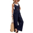 thumbnail image 1 of Wide Leg Jumpsuit for Women Spring Summer Casual Loose Bib Overalls Palazzo Pants Rompers Jumpsuits Dark Blue M, 1 of 5