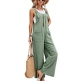thumbnail image 1 of Wide Leg Jumpsuit for Women Spring Summer Casual Loose Bib Overalls Palazzo Pants Rompers Jumpsuits Green 3XL, 1 of 5