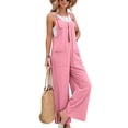 thumbnail image 1 of Wide Leg Jumpsuit for Women Spring Summer Casual Loose Bib Overalls Palazzo Pants Rompers Jumpsuits Pink S, 1 of 5