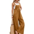 thumbnail image 1 of Wide Leg Jumpsuit for Women Spring Summer Casual Loose Bib Overalls Palazzo Pants Rompers Jumpsuits Yellow 2XL, 1 of 5