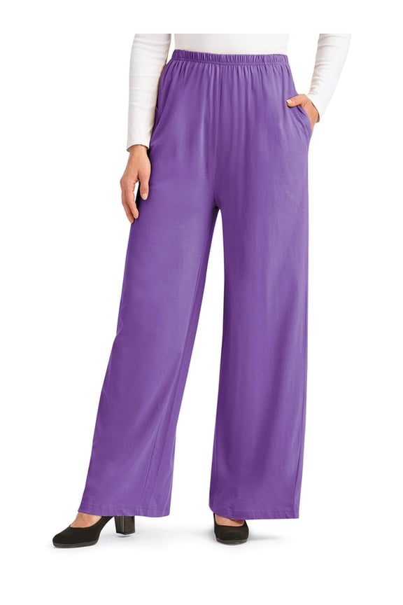 Wide Leg Knit Pants With Side Pockets