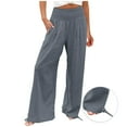thumbnail image 1 of Wide Leg Linen Pants for Women Casual High Waisted Palazzo Pants Flowy Baggy Pants Loose Lounge Trousers with Pockets, Gray&XXXL, 1 of 7