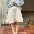 thumbnail image 1 of Wide Leg Linen Shorts for Girls Elastic High Waisted Pleated Casual Loose Bermuda Shorts, 1 of 5