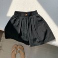 thumbnail image 1 of Wide Leg Linen Shorts for Girls Elastic High Waisted Pleated Casual Loose Bermuda Shorts, 1 of 4