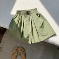 thumbnail image 1 of Wide Leg Linen Shorts for Girls Elastic High Waisted Pleated Casual Loose Bermuda Shorts, 1 of 7