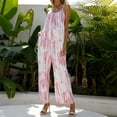 thumbnail image 1 of Wide Leg Loose Fit Printed High Waist Rompers,Women's Casual Spaghetti Strap Overalls Stretchy Long Pants with Pockets, 1 of 6