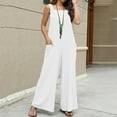 thumbnail image 1 of Wide Leg Loose Fit Solid Color Rompers,Women's Overalls Jumpsuit Casual Summer Bib Pants Bottons Romper With Button Pockets Less, 1 of 4