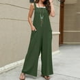 thumbnail image 1 of Wide Leg Loose Fit Solid Color Rompers,Women's Overalls Jumpsuit Casual Summer Bib Pants Bottons Romper With Button Pockets Less, 1 of 4