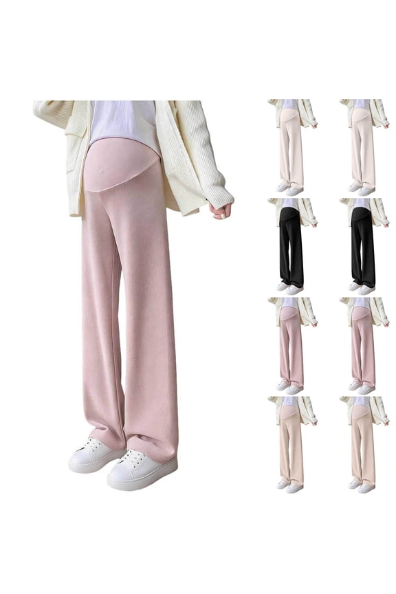 Wide Leg Maternity Trousers 2026, Spring Fall Pregnancy Yoga Pants Women's High Waist Sweatpants Over Bump Soft Stretchy Joggers Elastic Waist Outerwear Belly Support Bottoms Leggings Sweatpants