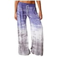 thumbnail image 1 of Wide Leg Palazzo Pants for Women Plus Size Gradient Printed Casual Baggy Drawstring Elastic Waist Pant Soft Flowy Beach Active Loungewear Trousers Christmas Outfit, 1 of 3