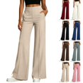 thumbnail image 1 of Wide Leg Palazzo Pants for Women Elastic Waist Summer Work Trousers Straight Leg Dressy Pants with Pockets Teacher Outfits L, 1 of 6