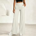 thumbnail image 1 of Wide Leg Palazzo Pants for Women Elastic Waist Summer Work Trousers Straight Leg Dressy Pants with Pockets Teacher Outfits M, 1 of 6