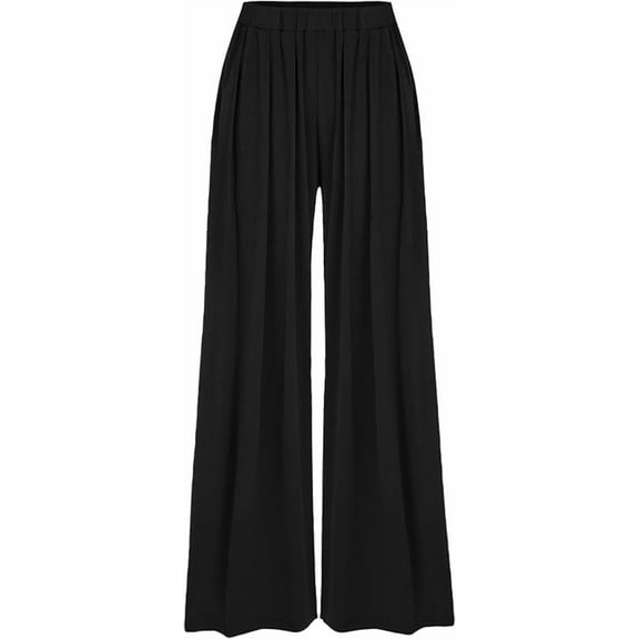 Wide Leg Palazzo Pants for Women with Pockets Elastic Business Causal Pants Women Summer for Beach Travel Trousers