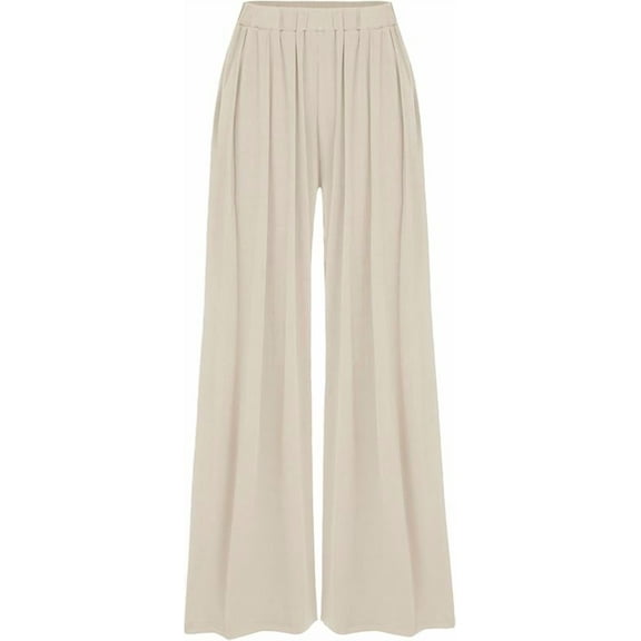 Wide Leg Palazzo Pants for Women with Pockets Elastic Business Causal Pants Women Summer for Beach Travel Trousers