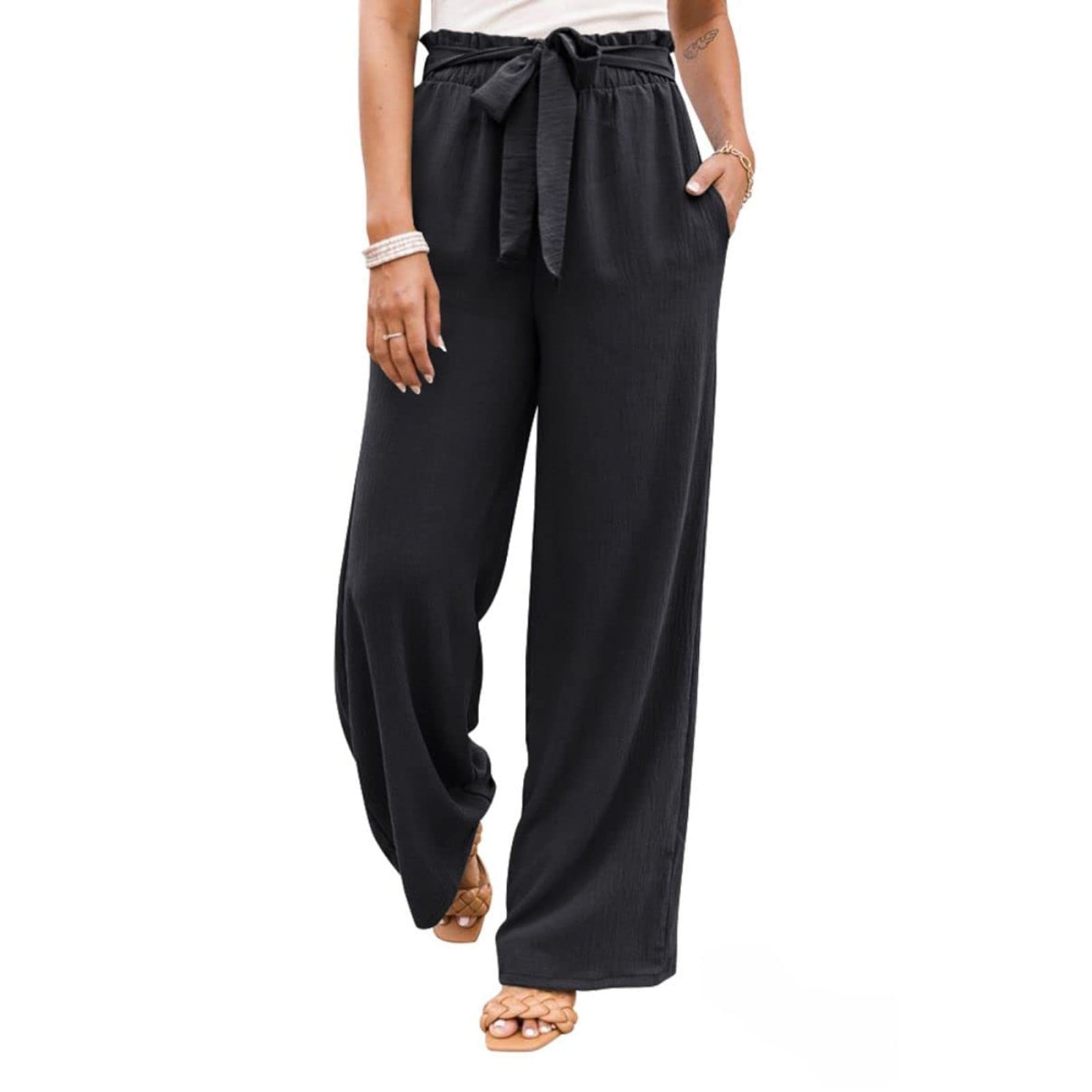 Wide Leg Pants for Women, Women'S Elastic High Waist Solid Color Casual  Loose Long Pants with Pockets  Sales And Deals Clearance Items Under  15 Dollars #4 