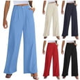 thumbnail image 1 of Wide Leg Pant Business Work pants black slacks women Casual Palazzo Pants Pockets High Waisted Trousers, 1 of 1