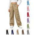 thumbnail image 1 of Wide Leg Pants Children's Solid Color Casual Fashionable Elastic Waist Casual Sports Workwear Pants Kids Khaki 7-8 Years, 1 of 9