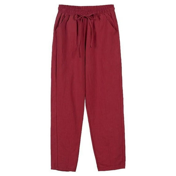 Wide Leg Pants For Women Casual Lightweight Summer High Waisted Cotton Linen Palazzo Wide Leg Trousers With Pocket Pants