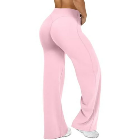 Wide Leg Pants For Womens High Waist Straight Leg Yoga Pants Loose Stretch Gym Workout Sweatpants Casual Lounge Butt Lifting Bottoms