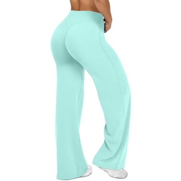 Wide Leg Pants For Womens High Waist Straight Leg Yoga Pants Loose Stretch Gym Workout Sweatpants Casual Lounge Butt Lifting Bottoms