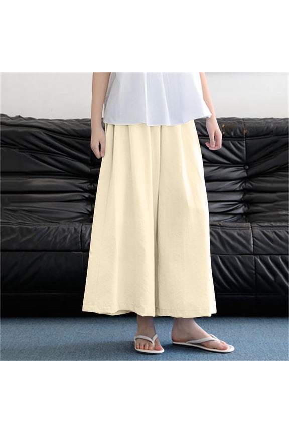 Wide Leg Pants for Girls Capri Flowy Y2K Elastic Waist Sweatpants Toddler Thin Loose Casual Cropped Pants Kids Vacation Lounge Trousers Dance Y2K Pants Streetwear, Size 3-15