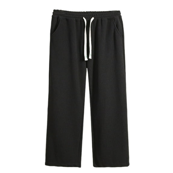 Wide Leg Pants For Kids Boy'S Casual Fit Pants With Drawstring Lightweight Breathable Pull On Straight Pants Fall Fashion Basic Daily Essential Comfortable Activewear