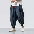 thumbnail image 1 of Wide Leg Pants Men Solid Color Mid Waisted Fashion Loose Fit Long Pants Lightweigh Elasticated Pants Vacation Outdoor Athleisure Pants, 1 of 3