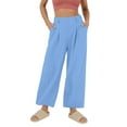 thumbnail image 1 of Wide Leg Pants Sevevn Women Solid Color Cotton And Linen Pocket Elastic Waist Loose Casual Wide Leg Pants Lounge Pants Women, 1 of 8