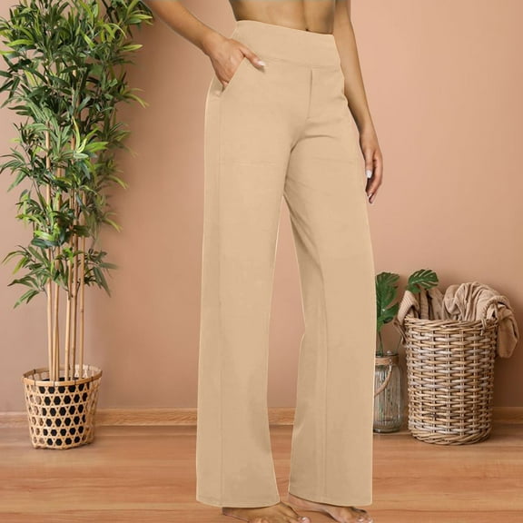 Wide Leg Pants Straight Leg Gauze Trousers Casual Sweatpants Elastic Waist Sweatpants Straight Leg Lounge Trousers Wide Leg Elastic Waist Baggy Lounge Cotton Linen Pants Beige L