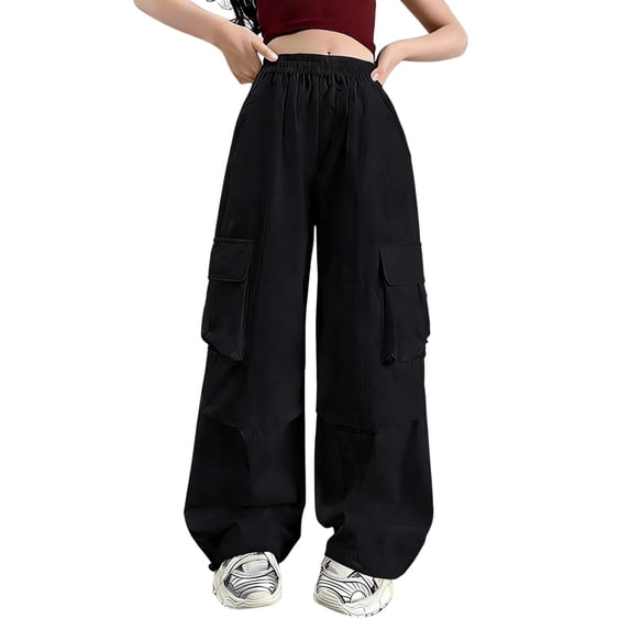 Wide Leg Pants Teen Girl Casual Loose Elastic Waist Comfy Pants with Pockets Summer Clothes Trendy
