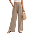 thumbnail image 1 of Wide Leg Pants Woman 2026 Spring Stretchy High Waist Palazzo Pants Work Casual Trendy Lounge Trousers with Pockets OIOLOYJM Khaki XL, 1 of 5